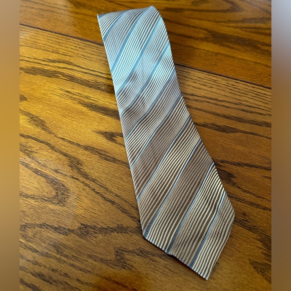 Lanvin Striped Tie in Blue and Brown - Picture 1 of 5